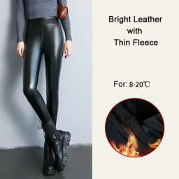 Women's Pants Sexy Velvet PU Leather Leggings Winter New Ladies High Waist Fleece Matte Thick Warm Woman Clothing