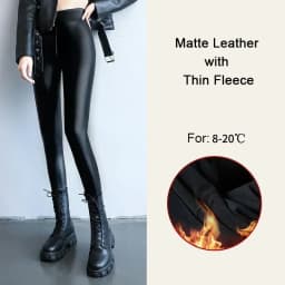 Women's Pants Sexy Velvet PU Leather Leggings Winter New Ladies High Waist Fleece Matte Thick Warm Woman Clothing