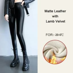 Women's Pants Sexy Velvet PU Leather Leggings Winter New Ladies High Waist Fleece Matte Thick Warm Woman Clothing