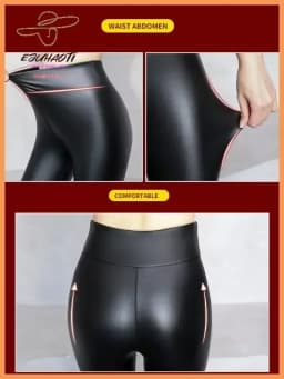 Women's Pants Sexy Velvet PU Leather Leggings Winter New Ladies High Waist Fleece Matte Thick Warm Woman Clothing