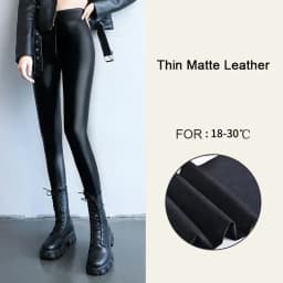 Women's Pants Sexy Velvet PU Leather Leggings Winter New Ladies High Waist Fleece Matte Thick Warm Woman Clothing