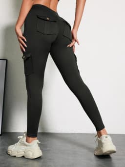 1PCS Work Pocket Women Leggings Elastic Butt Lifting Fitness Tights 2025 New Athletic Pants Fashion Streetwear