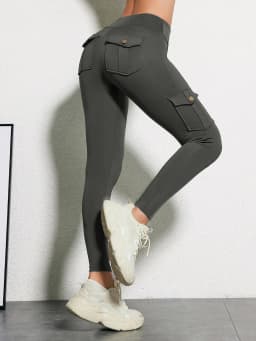 1PCS Work Pocket Women Leggings Elastic Butt Lifting Fitness Tights 2025 New Athletic Pants Fashion Streetwear