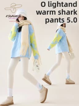 Women Plus Velvet Thicken Shark Leggings Autumn Winter High Waist Fleece Warm Slim Tights Casual Sports Fitness Yoga Leggings