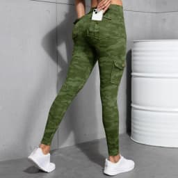 Camouflage Printed Women's Leggings With Pocket Sports Cargo Pants High Waist Slim Fit Tight Pants