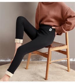 Women Winter Plus Velvet Stretch Leggings High Waist Warm Fleece Lined Velvet Keep Warm Pants Black Casual Thick Winter Leggings