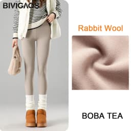BIVIGAOS Autumn Winter New Rabbit Fleece Thicken Sharkskin Leggings Women Basic Casual High Waist Velvet Warm Leggings
