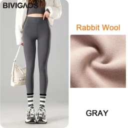 BIVIGAOS Autumn Winter New Rabbit Fleece Thicken Sharkskin Leggings Women Basic Casual High Waist Velvet Warm Leggings