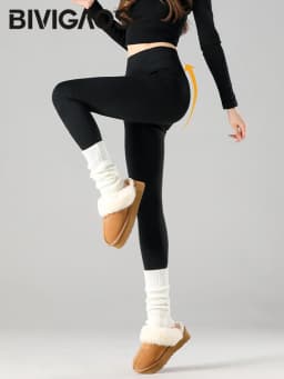BIVIGAOS Autumn Winter New Rabbit Fleece Thicken Sharkskin Leggings Women Basic Casual High Waist Velvet Warm Leggings
