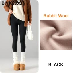 BIVIGAOS Autumn Winter New Rabbit Fleece Thicken Sharkskin Leggings Women Basic Casual High Waist Velvet Warm Leggings