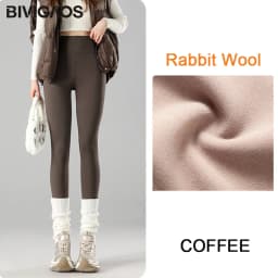BIVIGAOS Autumn Winter New Rabbit Fleece Thicken Sharkskin Leggings Women Basic Casual High Waist Velvet Warm Leggings