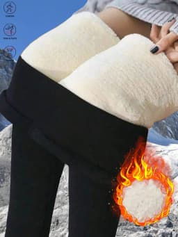 Women's Winter Thick Fleece Thermal Leggings High Waist Super Warm Skinny Pants Outdoor Running Compression Tights