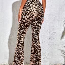 Women Leopard Print Flared Pants Sport High Waist Leggings Skinny Push Up Butt Yoga Pants Fashion Workout Casual Leggings Female