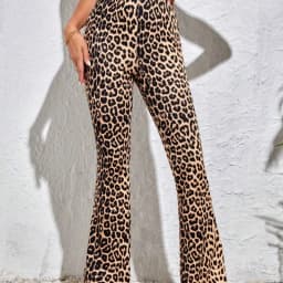 Women Leopard Print Flared Pants Sport High Waist Leggings Skinny Push Up Butt Yoga Pants Fashion Workout Casual Leggings Female