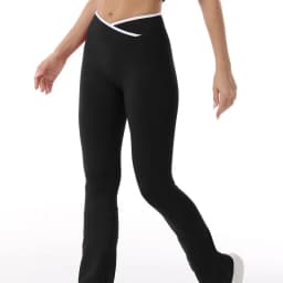 Sporty Flared Yoga Pants Women Color Block Cross Waist Bootcut Leggings Butt Lifting Tummy Control Workout Fitness Leggings