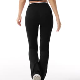 Sporty Flared Yoga Pants Women Color Block Cross Waist Bootcut Leggings Butt Lifting Tummy Control Workout Fitness Leggings
