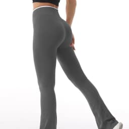 Sporty Flared Yoga Pants Women Color Block Cross Waist Bootcut Leggings Butt Lifting Tummy Control Workout Fitness Leggings