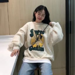 Women's Fleece Lined Thickened Lamb Fur Sweatshirt Casual Loose plus Size Korean Style Outerwear Autumn Winter Fashion Trend