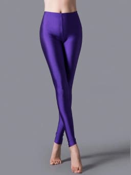 New Purple Gloss Tight Nine-point Pants Women Fashion Solid Color High Stretch Leggings Slim Body Lift Hip Pencil Pants Women
