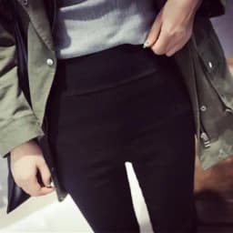 Black High-Waist Hole Design Thin Base Layer Pants Women's Outerwear Tight Fit Ankle-Length Slimming Nine-Piece Small Black P...