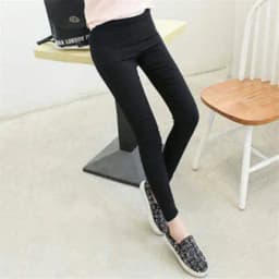 Black High-Waist Hole Design Thin Base Layer Pants Women's Outerwear Tight Fit Ankle-Length Slimming Nine-Piece Small Black P...
