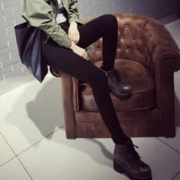 Black High-Waist Hole Design Thin Base Layer Pants Women's Outerwear Tight Fit Ankle-Length Slimming Nine-Piece Small Black P...