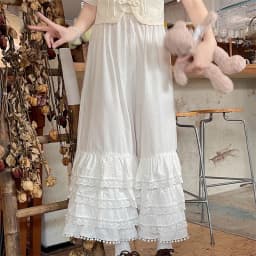 Pure Cotton Wide Leg Pants Women's Layered Lace Trim Sensation Autumn Winter Hanfu Inner Pants Home with Sauce