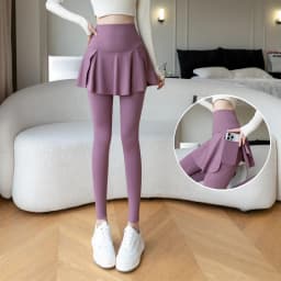 Women Seamless Fake Two Pieces Leggings Fitness Leggings High Waist Hip Liftting with Pocket Elastic Slim Fashion Yoga Pants