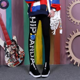 High Elasticity Autumn Winter New Style Yoga Pants Skinny Nine Point Base Layer Pants Trendy Print High Waist Slimming Tight Fit