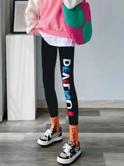 High Elasticity Autumn Winter New Style Yoga Pants Skinny Nine Point Base Layer Pants Trendy Print High Waist Slimming Tight Fit