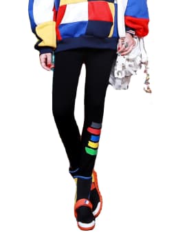 High Elasticity Autumn Winter New Style Yoga Pants Skinny Nine Point Base Layer Pants Trendy Print High Waist Slimming Tight Fit