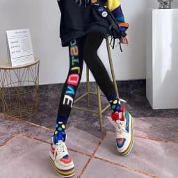 High Elasticity Autumn Winter New Style Yoga Pants Skinny Nine Point Base Layer Pants Trendy Print High Waist Slimming Tight Fit