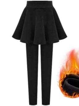 Fleece Lined Women's Leggings Outerwear High Waist Ankle Length Casual Tight Fit Butt Enhancing Thermal plus Size Skirt Pants