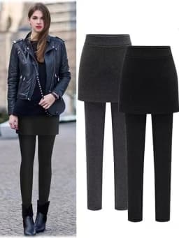 Fleece Lined Women's Leggings Outerwear High Waist Ankle Length Casual Tight Fit Butt Enhancing Thermal plus Size Skirt Pants