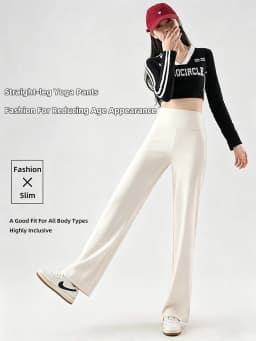 High Waisted Straight Leg Yoga Pants for Women Naked Feeling Butt Lifting Loose Fit Workout Trousers Slimming Gym Pants