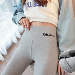 Embroidered Thick Fleece Leggings Women Thermal Pants High Waist Elastic Solid Color Slim Winter Seamless Casual Tights Leggings