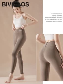 BIVIGAOS Embroidered High Waist Self-Heating Leggings Women Fall Winter Thermal Long Johns DE Velvet Double Sided Fleece Legging