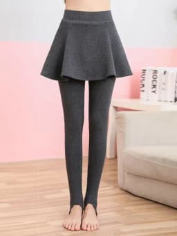 Slimming High Waist Fake Two-Piece Leggings Skirt Thin Women's Black Bottoming Trousers Spring Autumn Wear Casual Long Pants