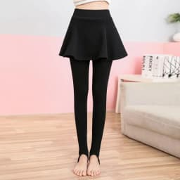 Slimming High Waist Fake Two-Piece Leggings Skirt Thin Women's Black Bottoming Trousers Spring Autumn Wear Casual Long Pants