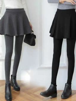 Slimming High Waist Fake Two-Piece Leggings Skirt Thin Women's Black Bottoming Trousers Spring Autumn Wear Casual Long Pants