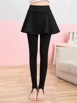 Slimming High Waist Fake Two-Piece Leggings Skirt Thin Women's Black Bottoming Trousers Spring Autumn Wear Casual Long Pants