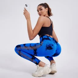Women's Tie Dyed Hollow Out Seamless High-Waist Fitness Pants Hip Lifting Yoga Shorts Sexy Peach Running Tight Sports Shorts