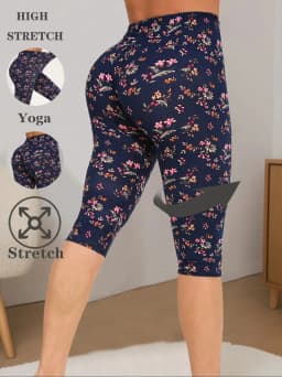 Summer Spring European American Fashion Floral Printing Pattern Tight Pants Suitable for Outdoor Sports Vacation Fitness Exercis