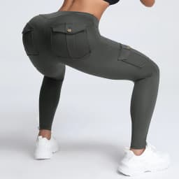 Cargo Style Fitness Pants Women's Sports Tight Leggings With Pocket Stretch High Waist Peach Hip Trousers StreetWear