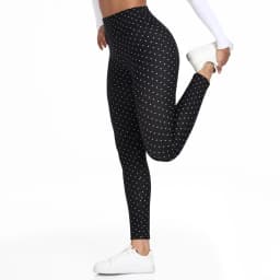 Women Fleece-Lined Dot Print Leggings Autumn Winter High Waisted Thermal Warm Pants Slim Plus Thicken Trousers Street Clothes