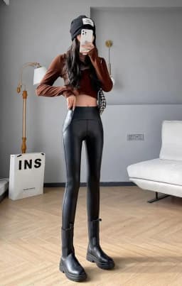 Autumn Winter Women High Waist Tights Stretch Soft Thin Fleece Leggings Sexy Slimming Pu Leather Pants Fashion Female Clothing
