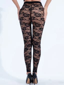 European And American Style Sexy Perspective Rose Lace Leggings New Fashion High Stretch Outside To Wear Tght Nine-point Pants