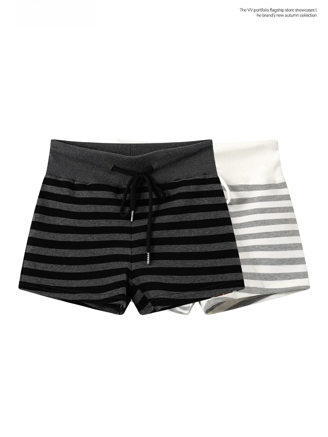 2026 New Women's Slim Fit High Waist Elastic Stripe Short Pants Base Layer Tight Style Commute Wind Online Exclusive