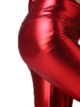 New PU Imitation Leather High-waisted Zipper Leggings Female Imitation Leather Wearing Red Small Feet Slim Nine-point Pants