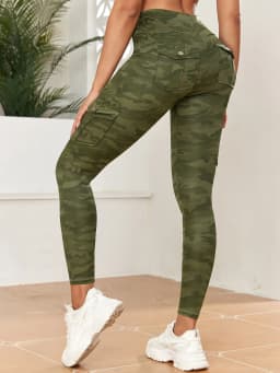 Women's Camouflage Printed Sexy Cargo Leggings Sports Daily Tight Pants High Waist Slim Fit Tight Pant